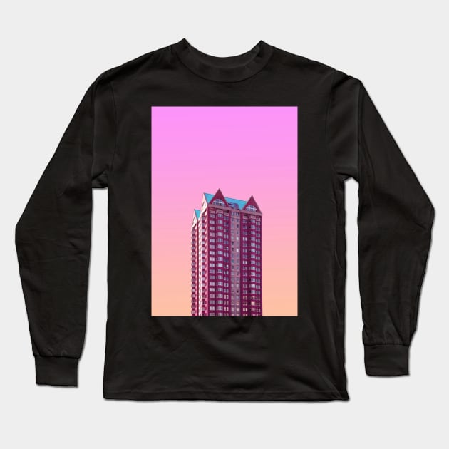 Pink High Rise Building Long Sleeve T-Shirt by uppermosteN